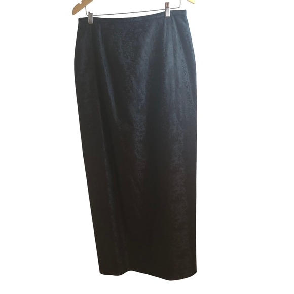 Kay Unger Silk Black Jacquard Maxi Skirt Women's 12 Formal Evening Wear Korea - Picture 2 of 9